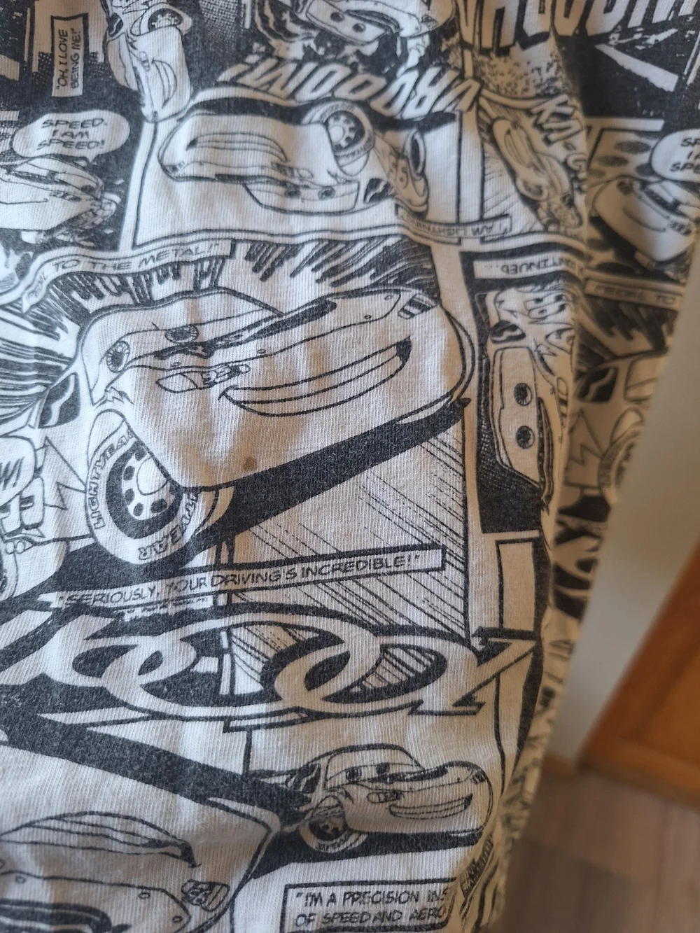 Disney Cars Lightning McQueen Black & White Tee with Red Graphic
